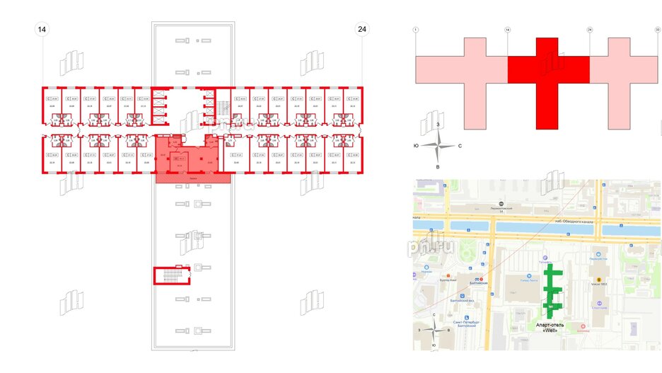 Апартаменты в ЖК Апарт-отель Well , 2 комнатные, 80.21 м², 10 этаж